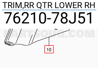 Suzuki 7621078J51 TRIM,RR QTR LOWER RH