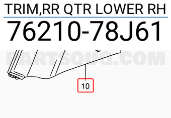 Suzuki 7621078J61 TRIM,RR QTR LOWER RH