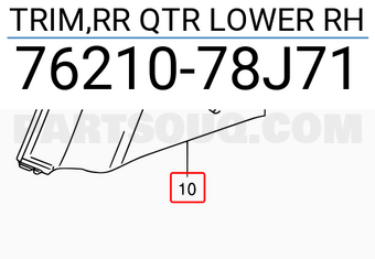 Suzuki 7621078J71 TRIM,RR QTR LOWER RH