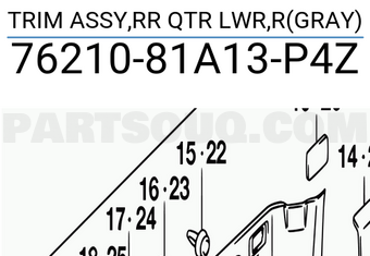 Suzuki 7621081A13P4Z TRIM ASSY,RR QTR LWR,R(GRAY)