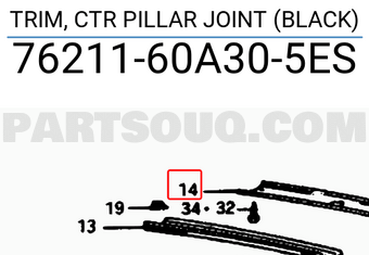 Suzuki 7621160A305ES TRIM, CTR PILLAR JOINT (BLACK)