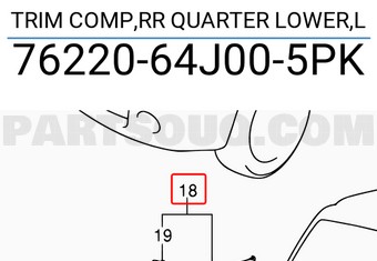 Suzuki 7622064J005PK TRIM COMP,RR QUARTER LOWER,L