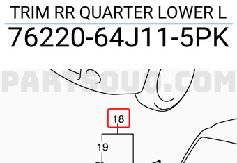 Suzuki 7622064J115PK TRIM RR QUARTER LOWER L