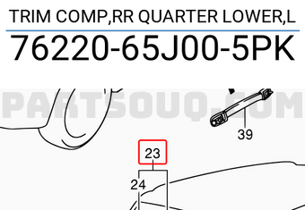 Suzuki 7622065J005PK TRIM COMP,RR QUARTER LOWER,L