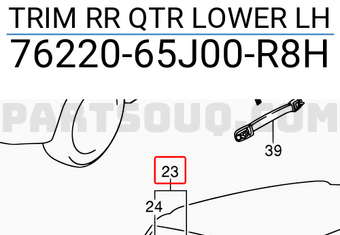 Suzuki 7622065J00R8H TRIM RR QTR LOWER LH