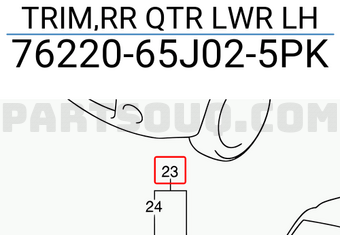 Suzuki 7622065J025PK TRIM,RR QTR LWR LH