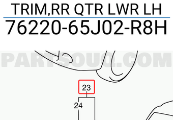 Suzuki 7622065J02R8H TRIM,RR QTR LWR LH