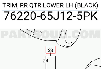 Suzuki 7622065J125PK TRIM, RR QTR LOWER LH (BLACK)
