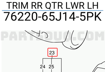 Suzuki 7622065J145PK TRIM RR QTR LWR LH