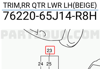 Suzuki 7622065J14R8H TRIM,RR QTR LWR LH(BEIGE)