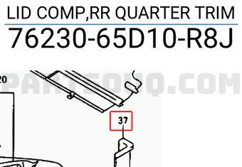 Suzuki 7623065D10R8J LID COMP,RR QUARTER TRIM
