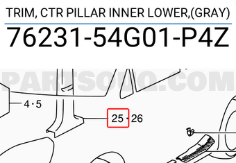 Suzuki 7623154G01P4Z TRIM, CTR PILLAR INNER LOWER,(GRAY)