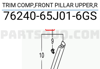 Suzuki 7624065J016GS TRIM COMP,FRONT PILLAR UPPER,R