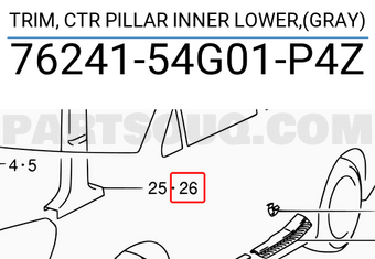 Suzuki 7624154G01P4Z TRIM, CTR PILLAR INNER LOWER,(GRAY)