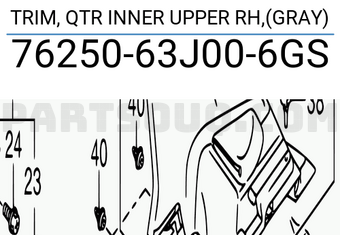 Suzuki 7625063J006GS TRIM, QTR INNER UPPER RH,(GRAY)