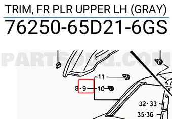 Suzuki 7625065D216GS TRIM, FR PLR UPPER LH (GRAY)