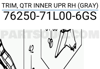 Suzuki 7625071L006GS TRIM, QTR INNER UPR RH (GRAY)