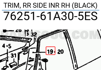 Suzuki 7625161A305ES TRIM, RR SIDE INR RH (BLACK)