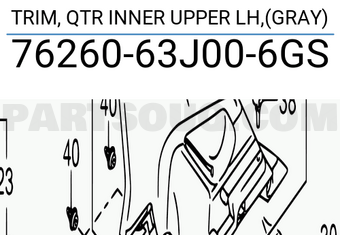 Suzuki 7626063J006GS TRIM, QTR INNER UPPER LH,(GRAY)