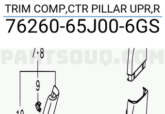 Suzuki 7626065J006GS TRIM COMP,CTR PILLAR UPR,R
