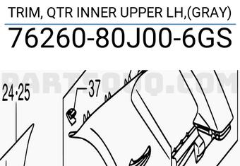 Suzuki 7626080J006GS TRIM, QTR INNER UPPER LH,(GRAY)