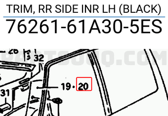 Suzuki 7626161A305ES TRIM, RR SIDE INR LH (BLACK)