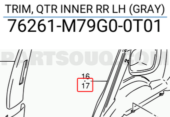 Suzuki 76261M79G00T01 TRIM, QTR INNER RR LH (GRAY)