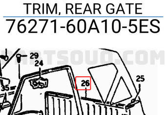 Suzuki 7627160A105ES TRIM, REAR GATE