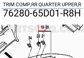 Suzuki 7628065D01R8H TRIM COMP,RR QUARTER UPPER,R