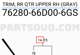 Suzuki 7628066D006GS TRIM, RR QTR UPPER RH (GRAY)