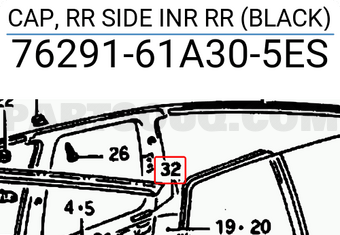 Suzuki 7629161A305ES CAP, RR SIDE INR RR (BLACK)