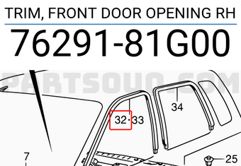 Suzuki 7629181G00 TRIM, FRONT DOOR OPENING RH