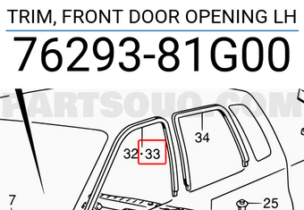 Suzuki 7629381G00 TRIM, FRONT DOOR OPENING LH