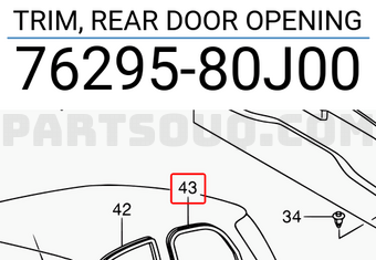 Suzuki 7629580J00 TRIM, REAR DOOR OPENING