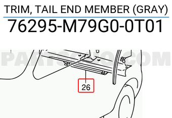 Suzuki 76295M79G00T01 TRIM, TAIL END MEMBER (GRAY)