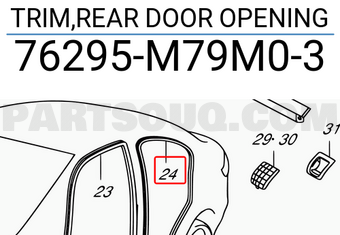 Suzuki 76295M79M03 TRIM,REAR DOOR OPENING