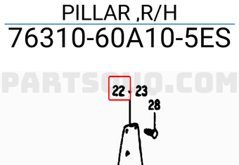 Suzuki 7631060A105ES PILLAR ,R/H