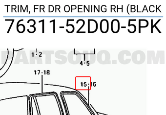 Suzuki 7631152D005PK TRIM, FR DR OPENING RH (BLACK