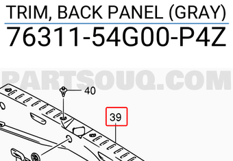 Suzuki 7631154G00P4Z TRIM, BACK PANEL (GRAY)