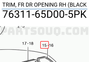Suzuki 7631165D005PK TRIM, FR DR OPENING RH (BLACK