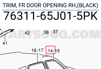 Suzuki 7631165J015PK TRIM, FR DOOR OPENING RH,(BLACK)
