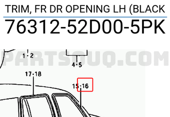 Suzuki 7631252D005PK TRIM, FR DR OPENING LH (BLACK