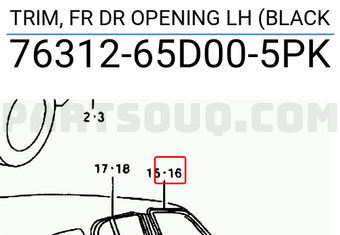 Suzuki 7631265D005PK TRIM, FR DR OPENING LH (BLACK