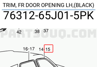 Suzuki 7631265J015PK TRIM, FR DOOR OPENING LH,(BLACK)