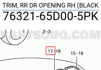 Suzuki 7632165D005PK TRIM, RR DR OPENING RH (BLACK