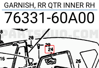 Suzuki 7633160A00 GARNISH, RR QTR INNER RH