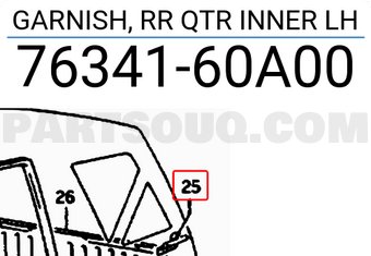 Suzuki 7634160A00 GARNISH, RR QTR INNER LH