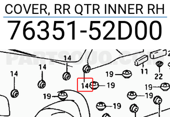 Suzuki 7635152D00 COVER, RR QTR INNER RH
