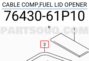Suzuki 7643061P10 CABLE COMP,FUEL LID OPENER