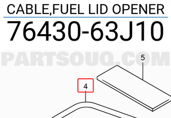 Suzuki 7643063J10 CABLE,FUEL LID OPENER